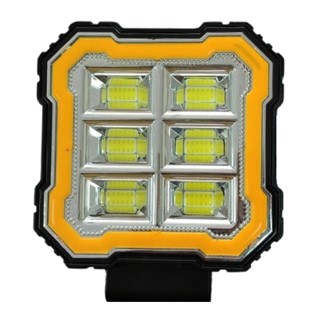 چراغ پروژکتور مربعی ۶ خانه cob با چشمک زن زرد کنار ۱۲ و ۲۴ ولت  king light 8010