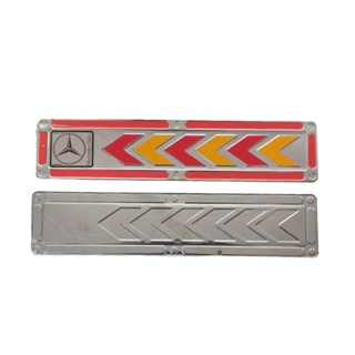 پلاک یا شبرنگ اجباری استیل برجسته جهتدار سمت چپ و راست طرح مرسدس بنز BENZ ( پک ۲ عددی )