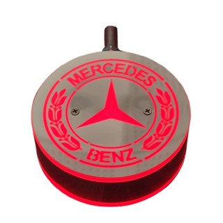 چراغ گرد استیل کروم دو طرفه زیر آینه نور قرمز ۱۲-۱۶-۲۴ ولت طرح MERCEDES BENZ ( پک ۲ عددی )