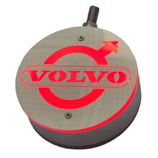 چراغ گرد کروم استیل دو طرفه نور زرد و قرمز ۱۲-۱۶-۲۴ ولت طرح VOLVO ( پک ۲ عددی )