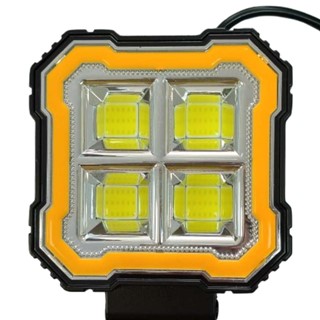 چراغ پروژکتور مربعی ۴ خانه cob با چشمک زرد کنار ۱۲ ۲۴ ولت  king light 8009