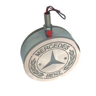 چراغ گرد استیل کروم دو طرفه زیر آینه نور قرمز ۱۲-۱۶-۲۴ ولت طرح MERCEDES BENZ ( پک ۲ عددی )