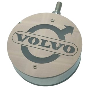 چراغ گرد کروم استیل دو طرفه نور زرد و قرمز ۱۲-۱۶-۲۴ ولت طرح VOLVO ( پک ۲ عددی )